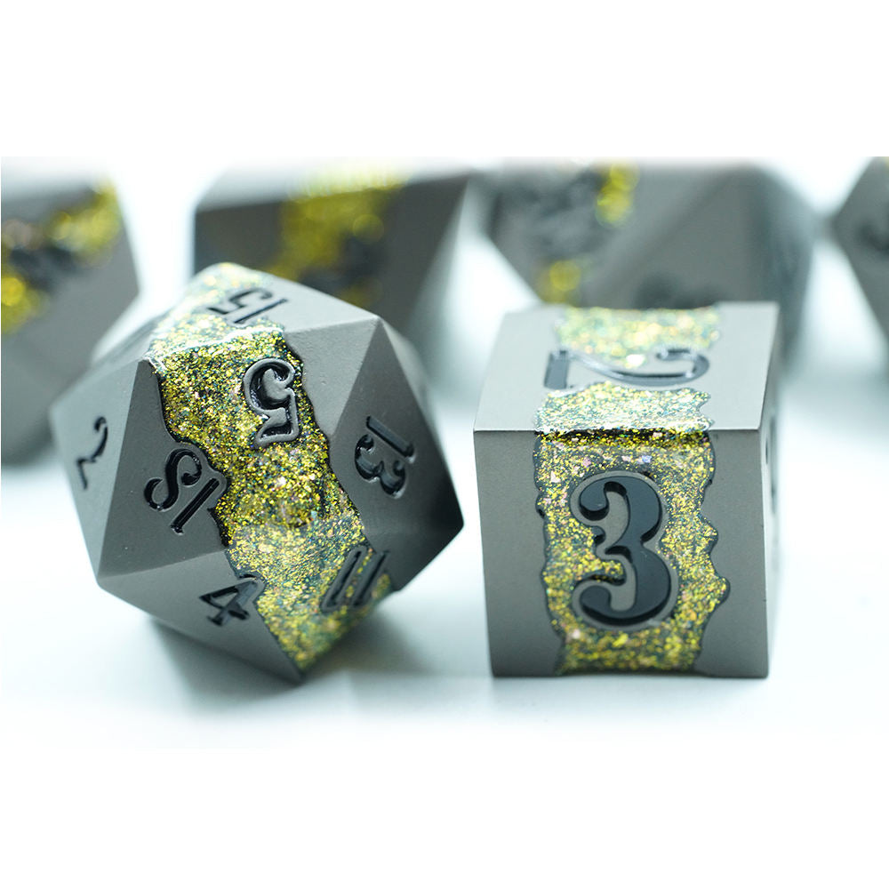 IceForge Dice Canada - Riftvein – Solar Fissure – Metal Dice Set