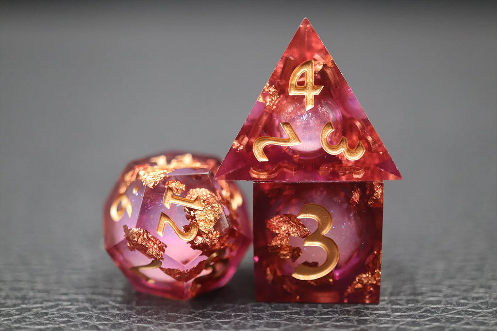 Gilded Petalflame – Liquid Core Dice Set