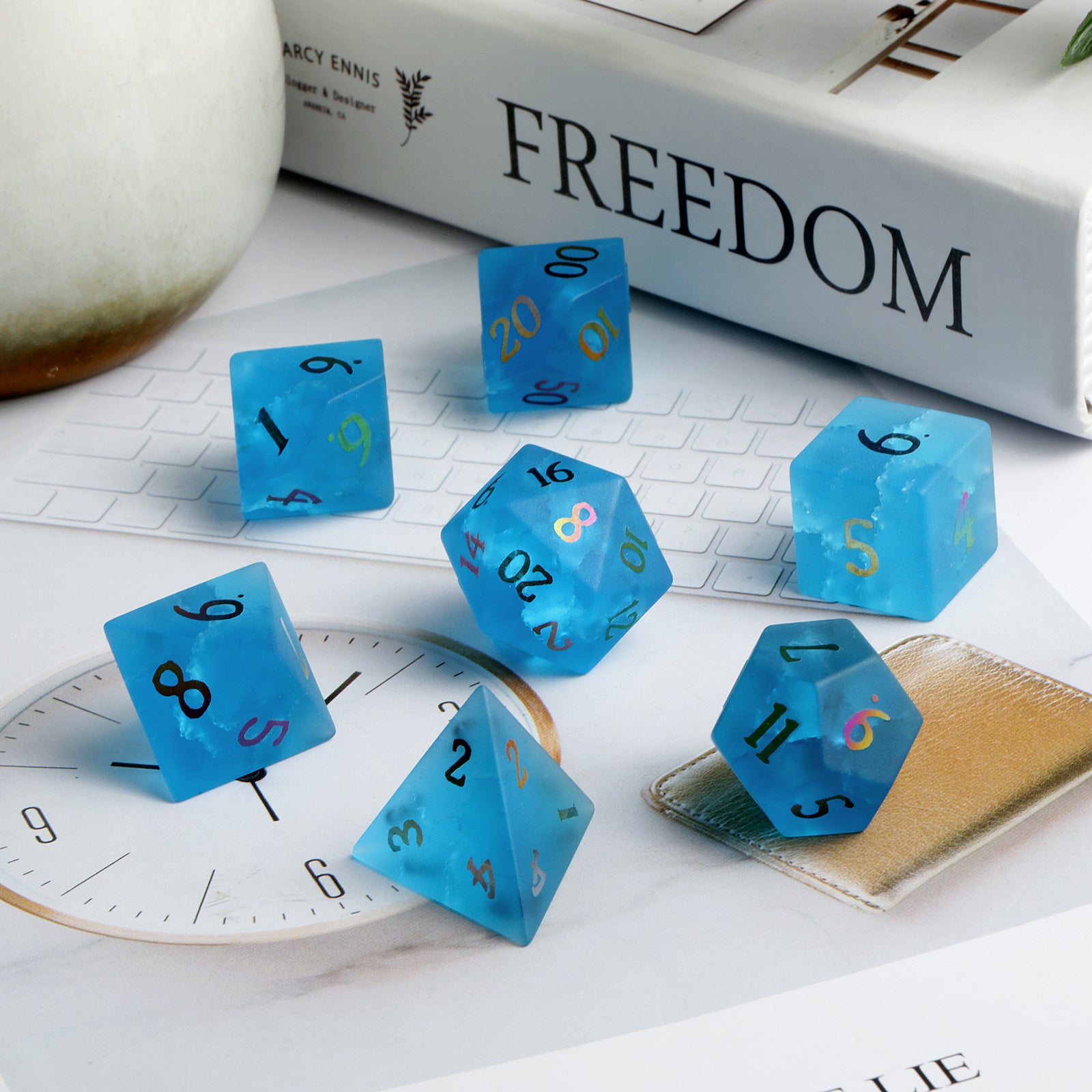 IceForge Dice Canada - Fractured Azure – Frosted Glass Dice Set