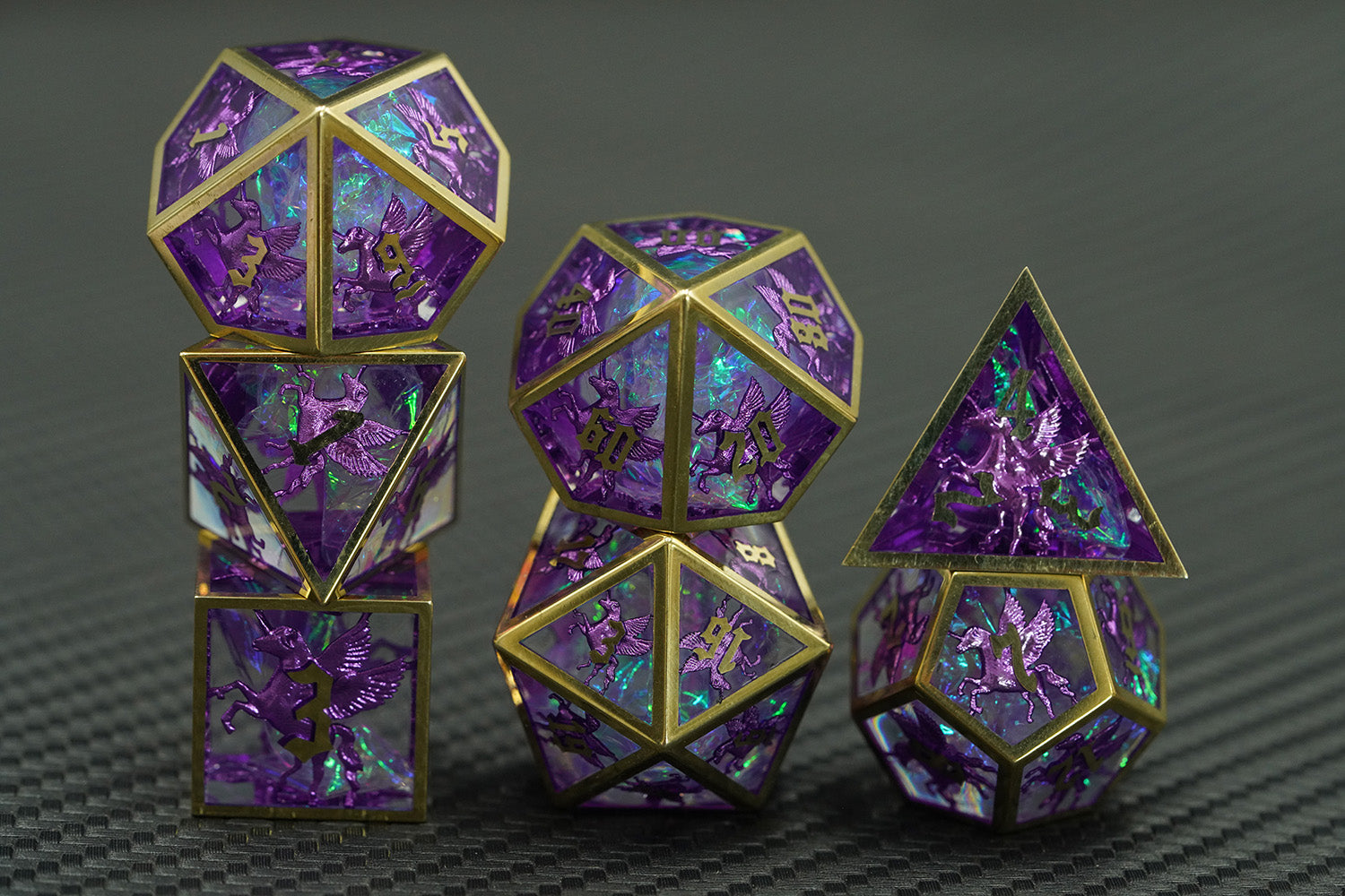 IceForge Dice Canada - Mythic Pegasus – Metal-Frame Sharp-Edge Dice Set