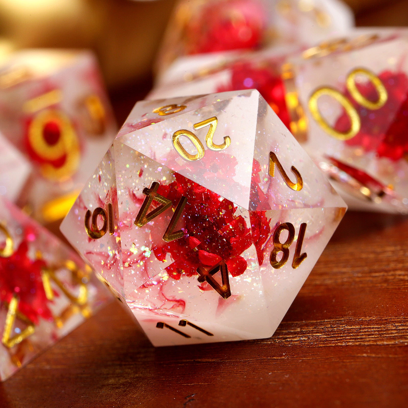 IceForge Dice Canada - Crimson Bloom – Sharp Edge Dice Set