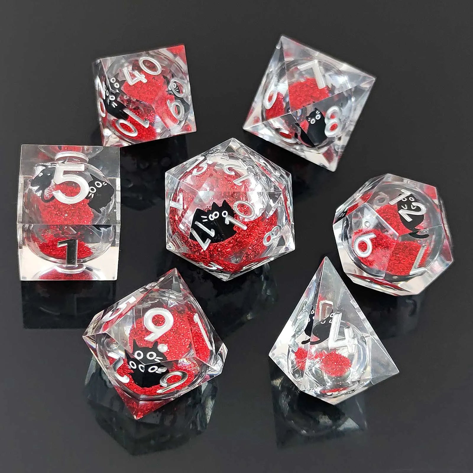 IceForge Dice Canada - Crimson Whiskers - Liquid Core Dice Set