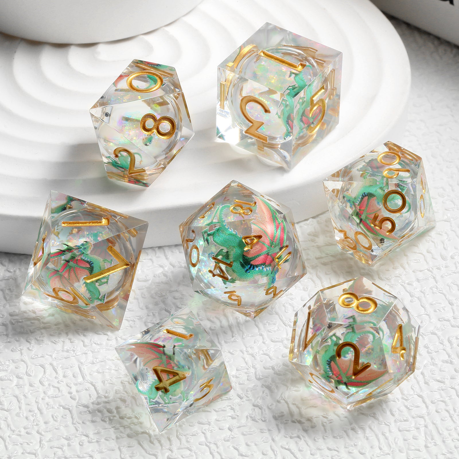Emerald Wyrm – Liquid Core Dice Set