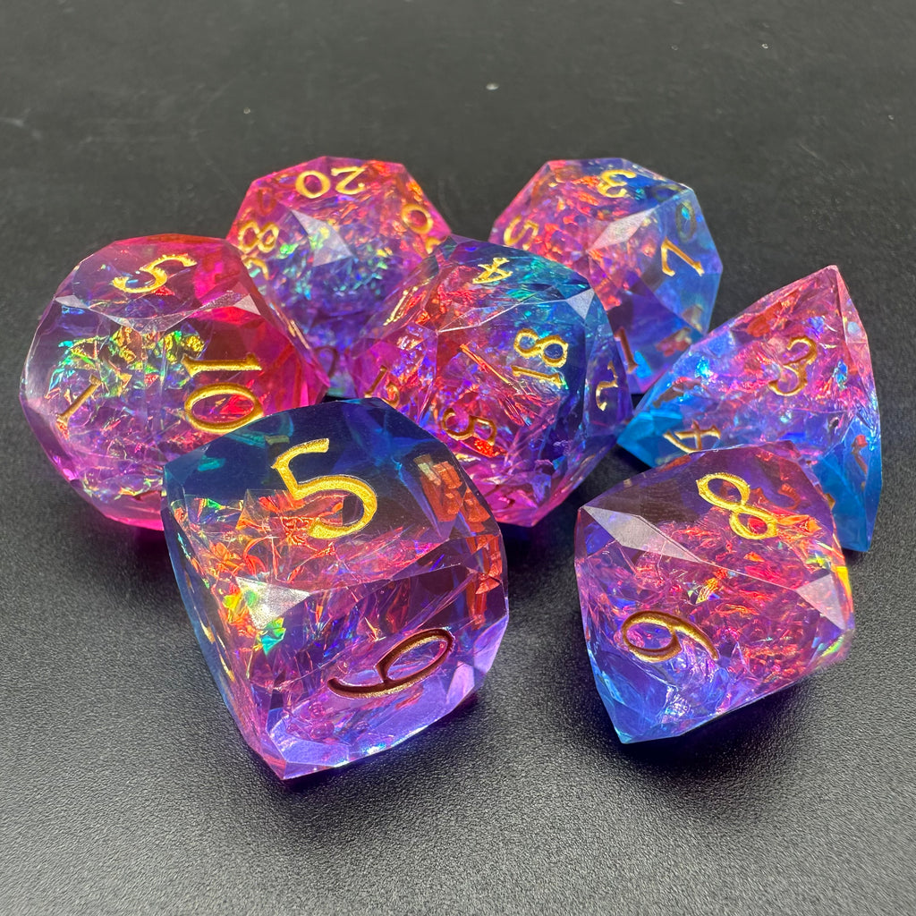 IceForge Dice Canada - Radiant Heliosurge – Diamond-Edge Resin Dice Set