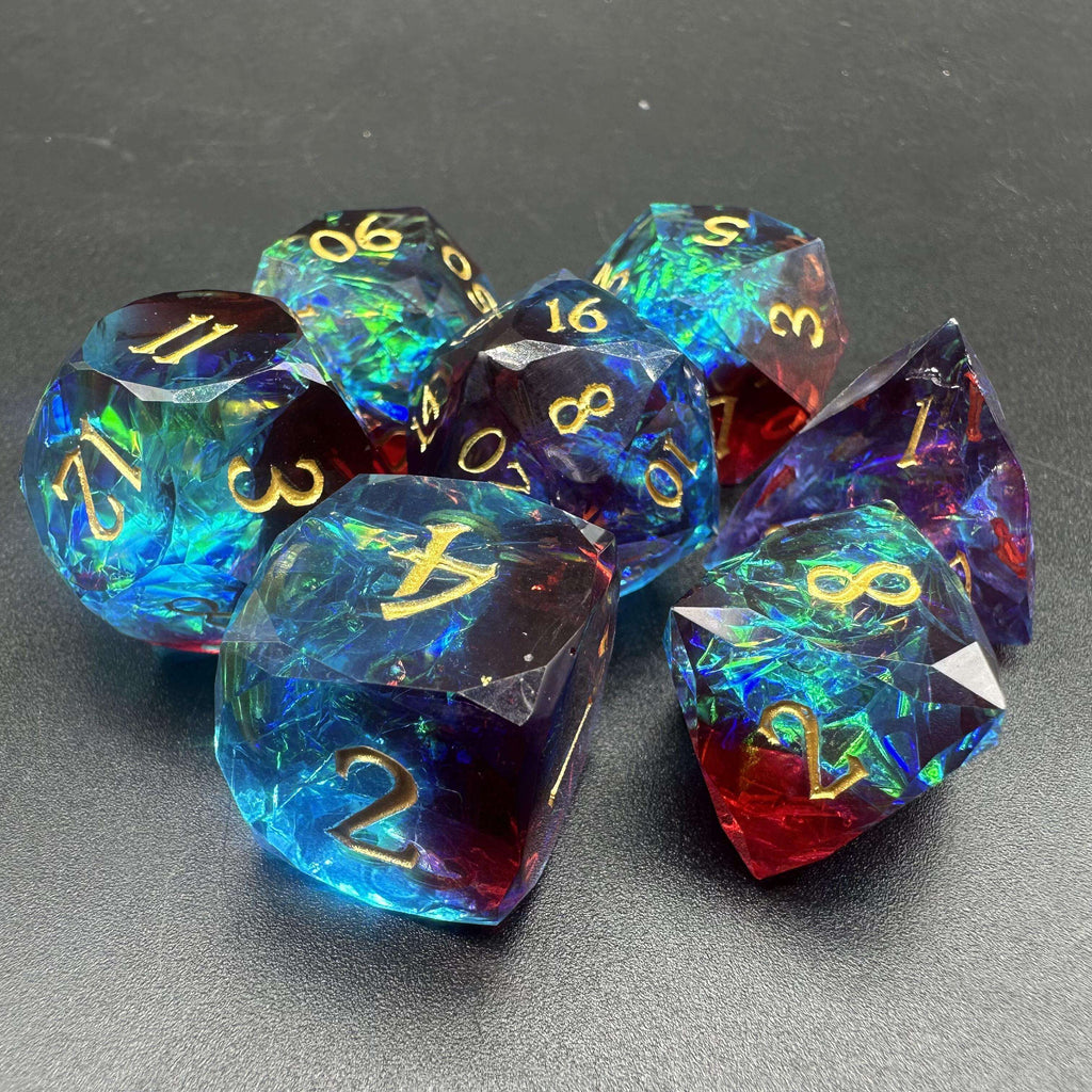 IceForge Dice Canada - Celestial Flame – Diamond-Edge Resin Dice Set