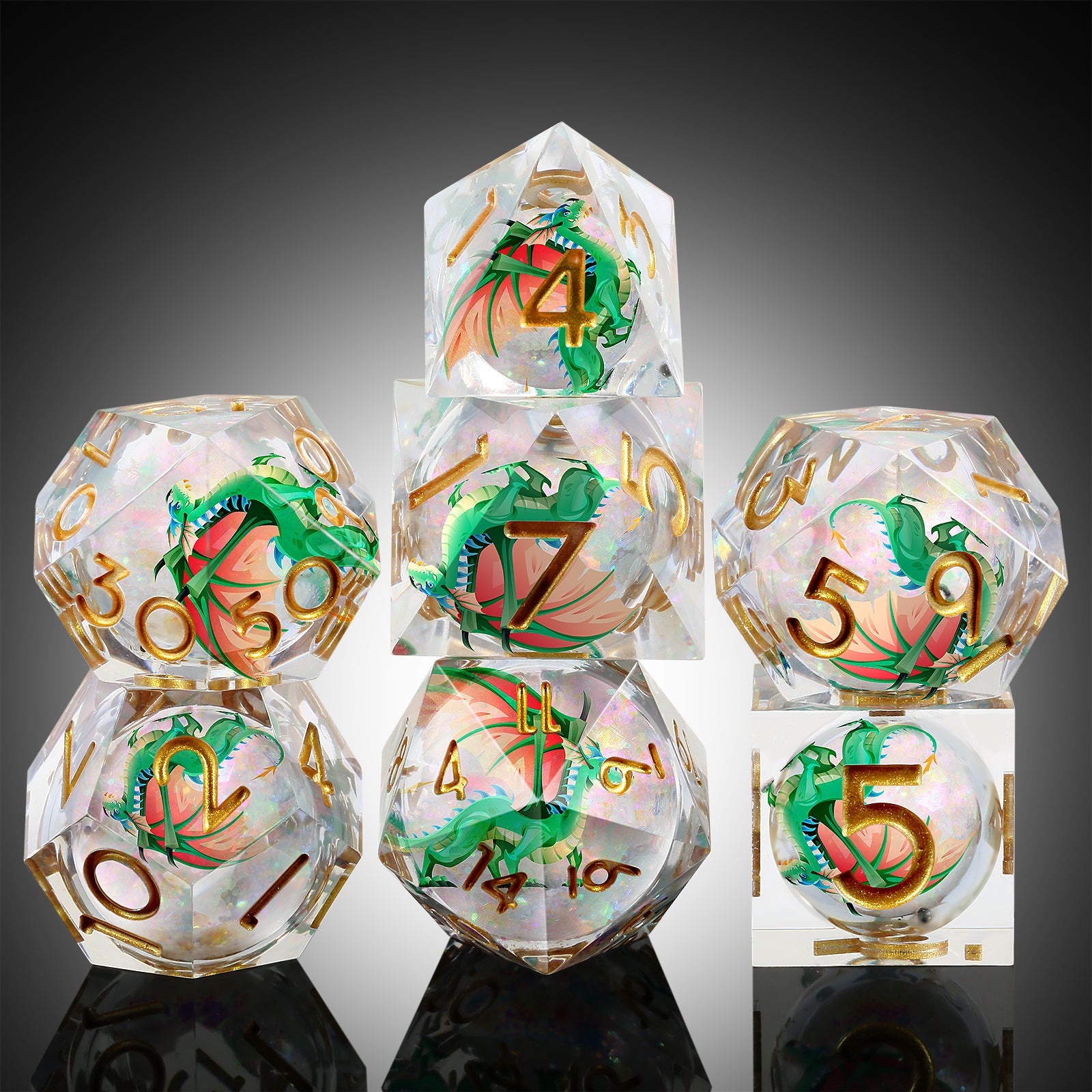 Emerald Wyrm – Liquid Core Dice Set