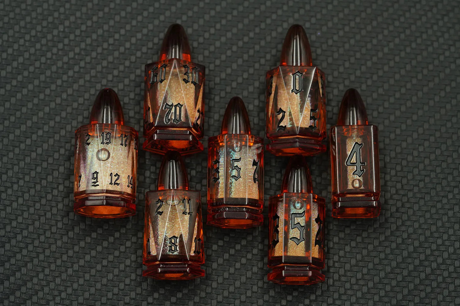 IceForge Dice Canada - Sunforged - Arcane Bullet Liquid Core Dice Set