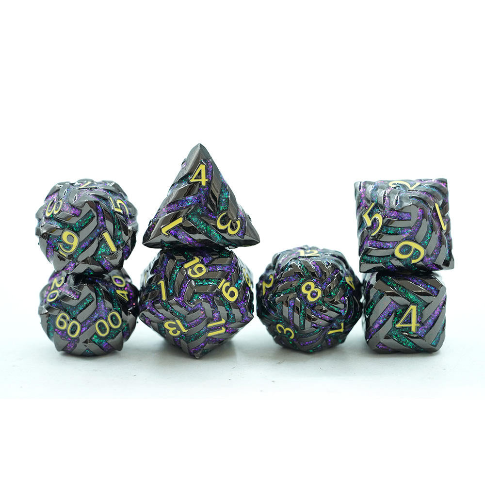 Abyssal Nightbraid – Voidbloom Spiral Metal Dice Set