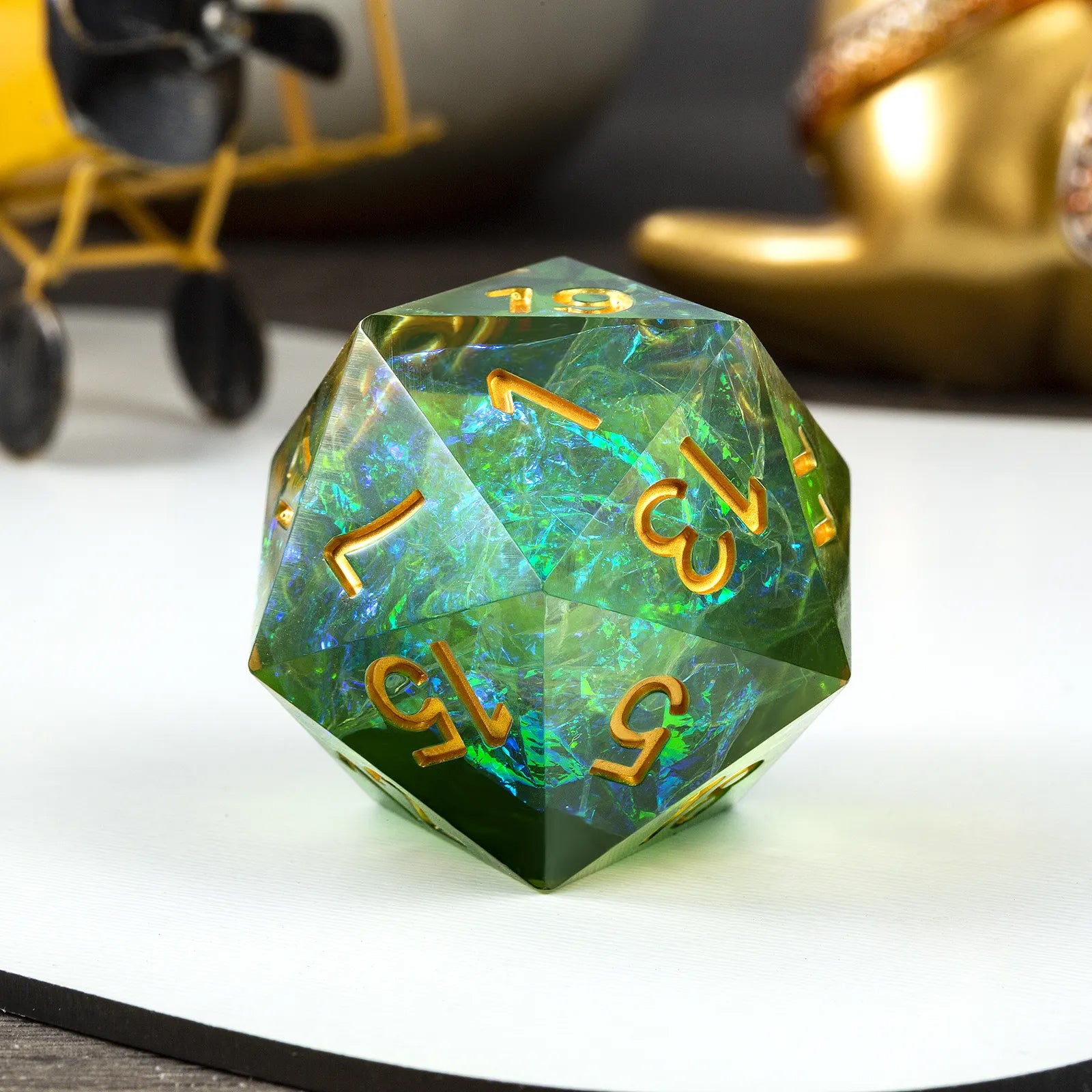 IceForge Dice Canada - Verdant Opal Jumbo D20 (33mm)