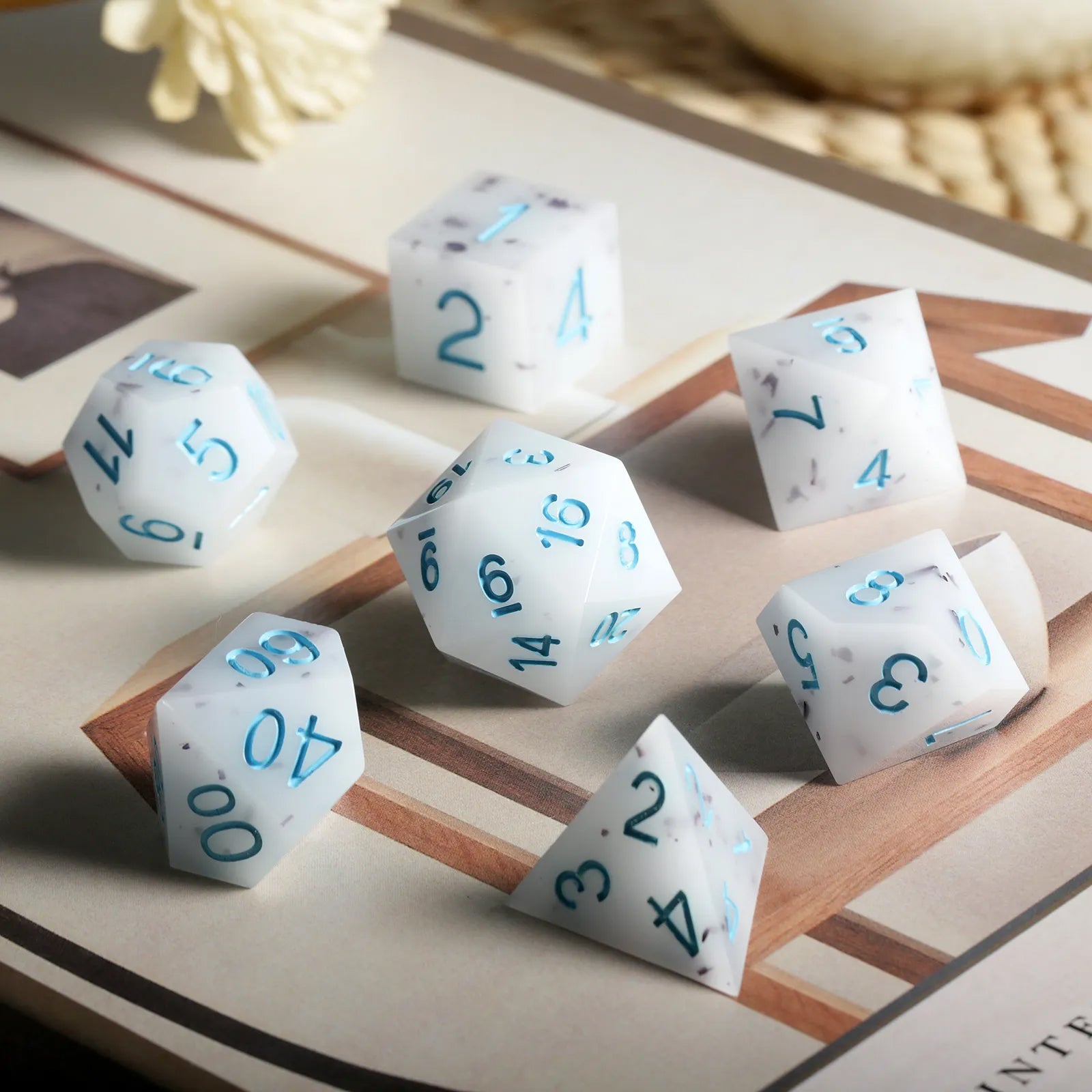IceForge Dice Canada - Frostbite Marble Sharp Edge Dice Set