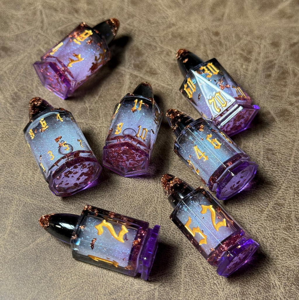 IceForge Dice Canada - Emberstorm Veil - Arcane Bullet Liquid Core Dice Set