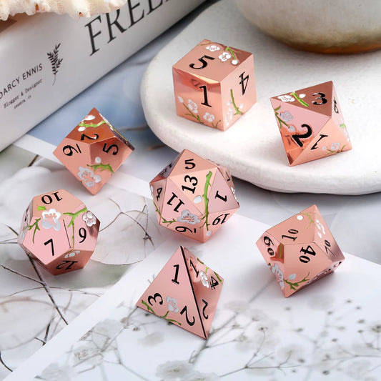 IceForge Dice Canada - Rosé Blossom Metal Dice Set