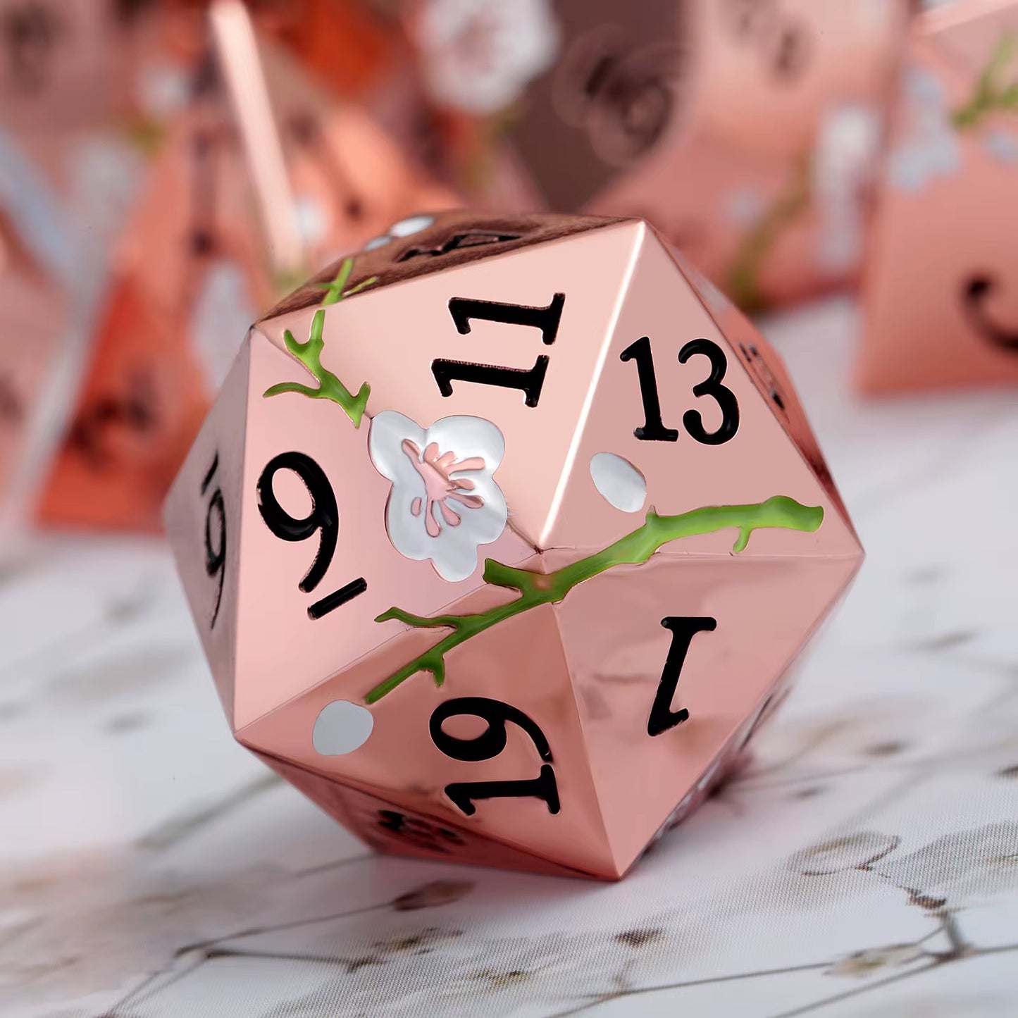 IceForge Dice Canada - Rosé Blossom Metal Dice Set