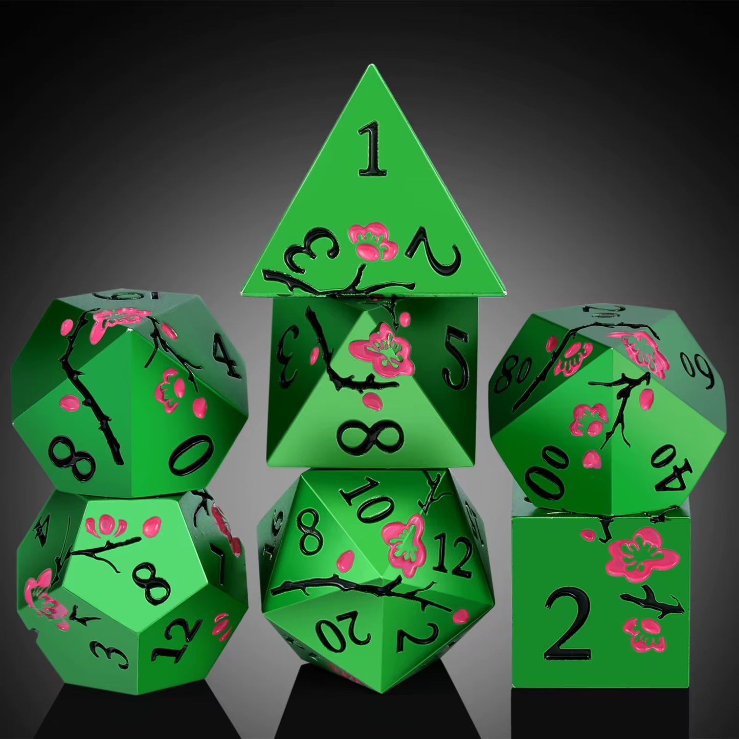 IceForge Dice Canada - Emerald Blossom Metal Dice Set