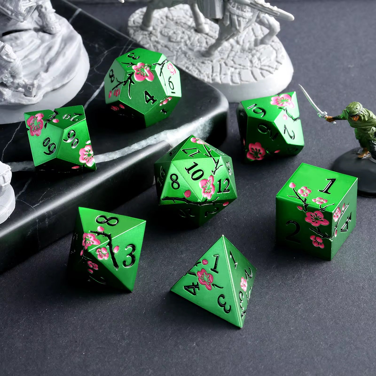 IceForge Dice Canada - Emerald Blossom Metal Dice Set