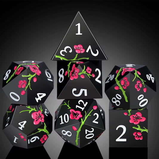 IceForge Dice Canada - Crimson Blossom Metal Dice Set