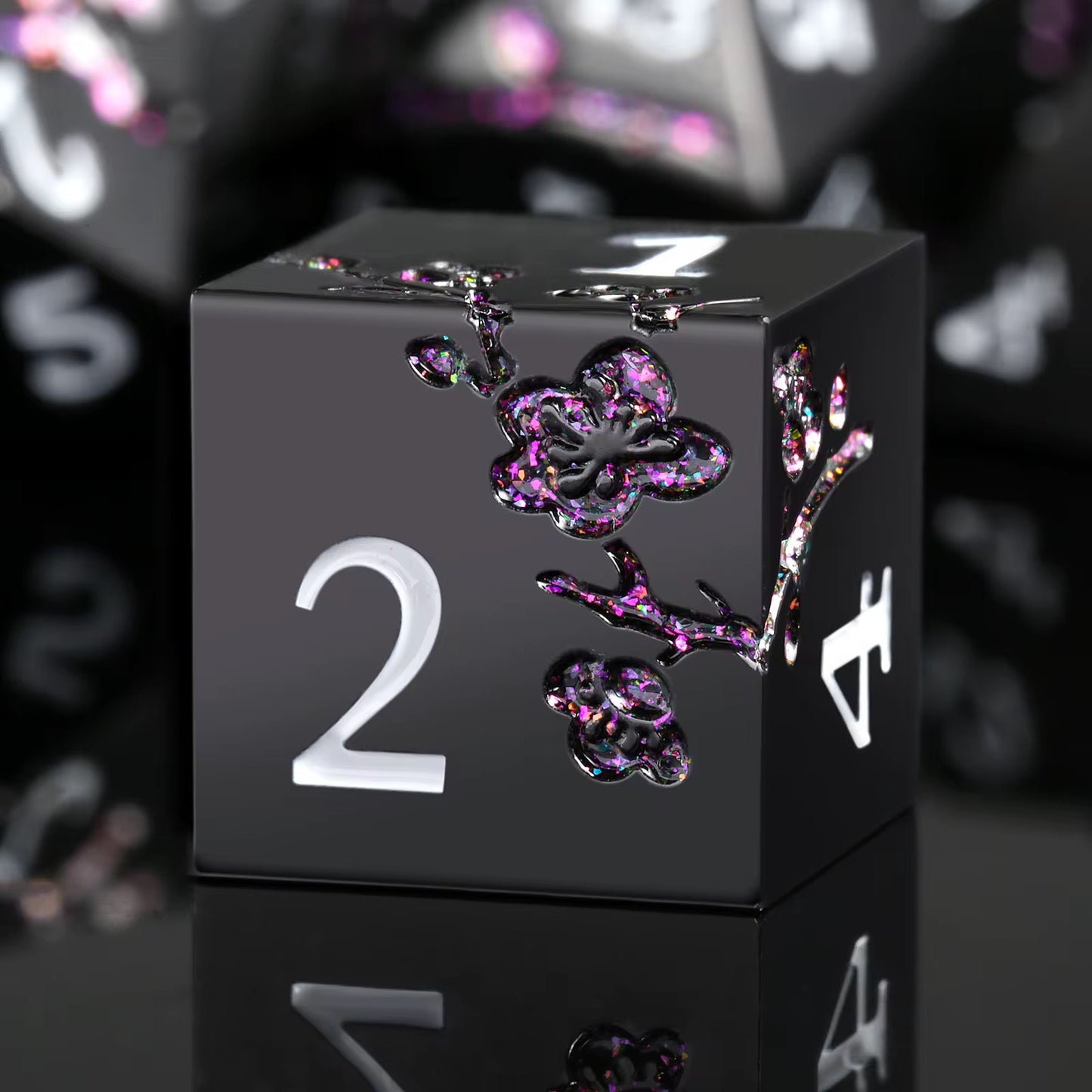 IceForge Dice Canada - Midnight Blossom Metal Dice Set