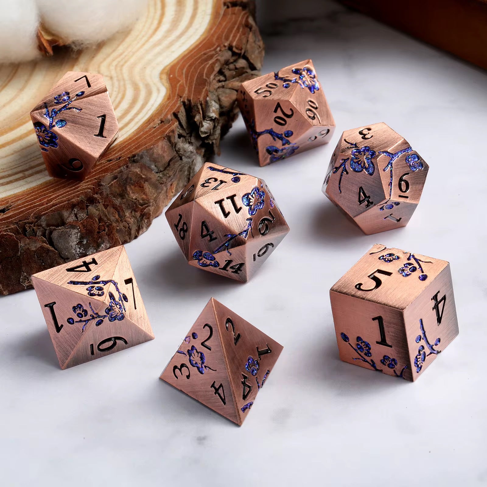 IceForge Dice Canada - Azure Blossom Metal Dice Set