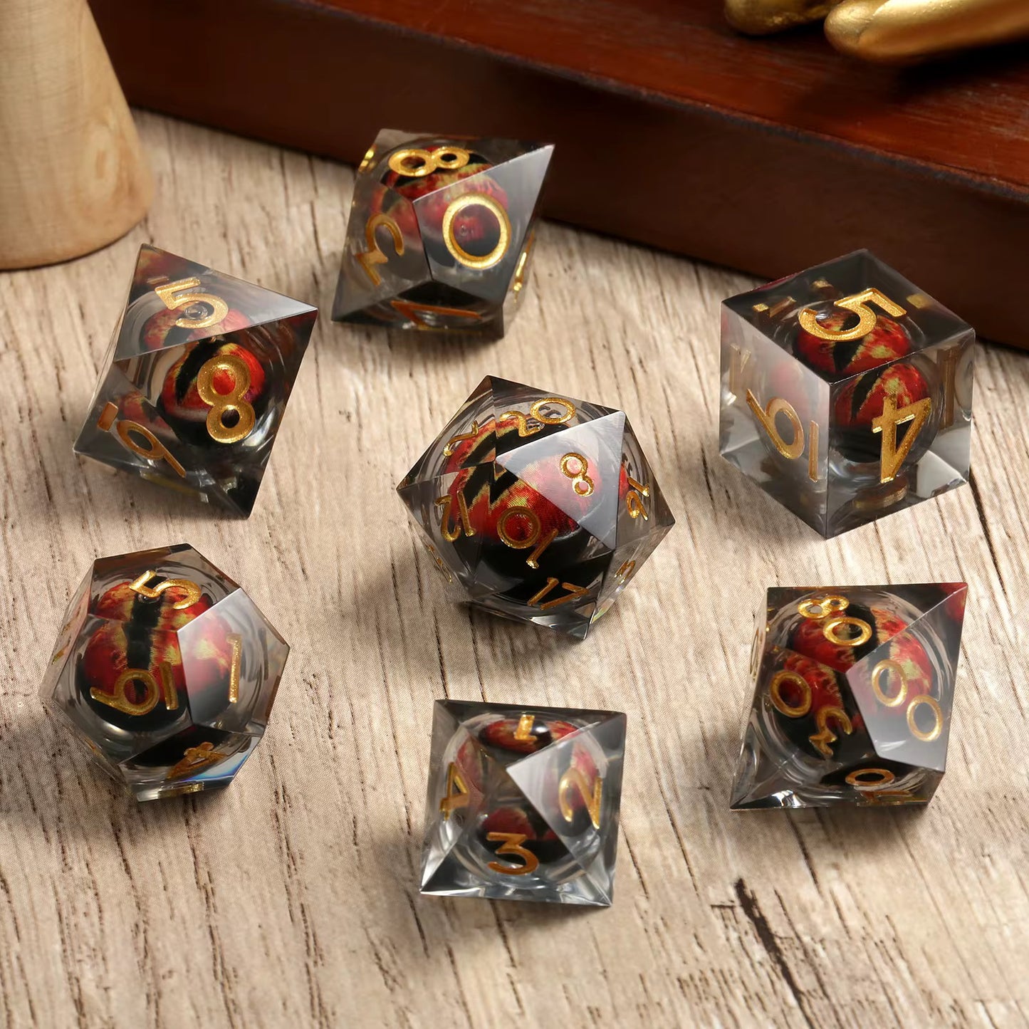 IceForge Dice Canada - Infernal Dragon’s Gaze Liquid Core Dice Set