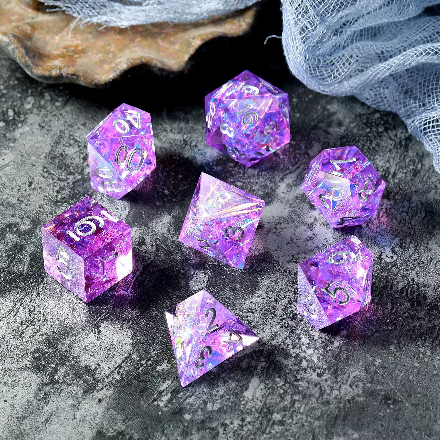 IceForge Dice Canada - Arcane Amethyst Sharp Edge Dice Set