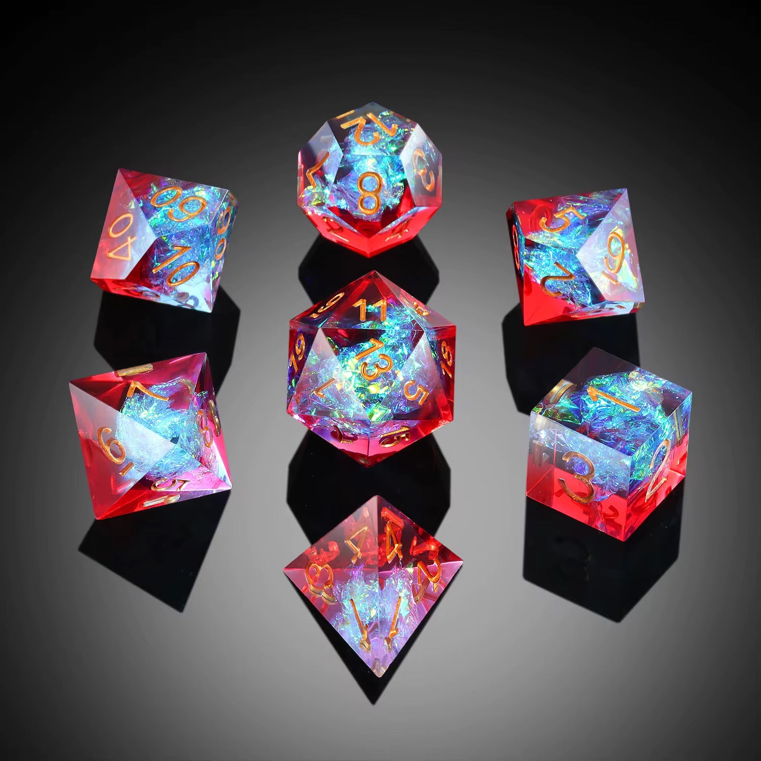 IceForge Dice Canada - Celestial Core - Crimson Nebula Dice Set