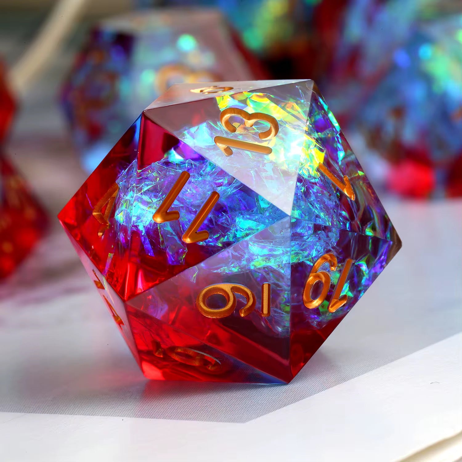 IceForge Dice Canada - Celestial Core - Crimson Nebula Dice Set