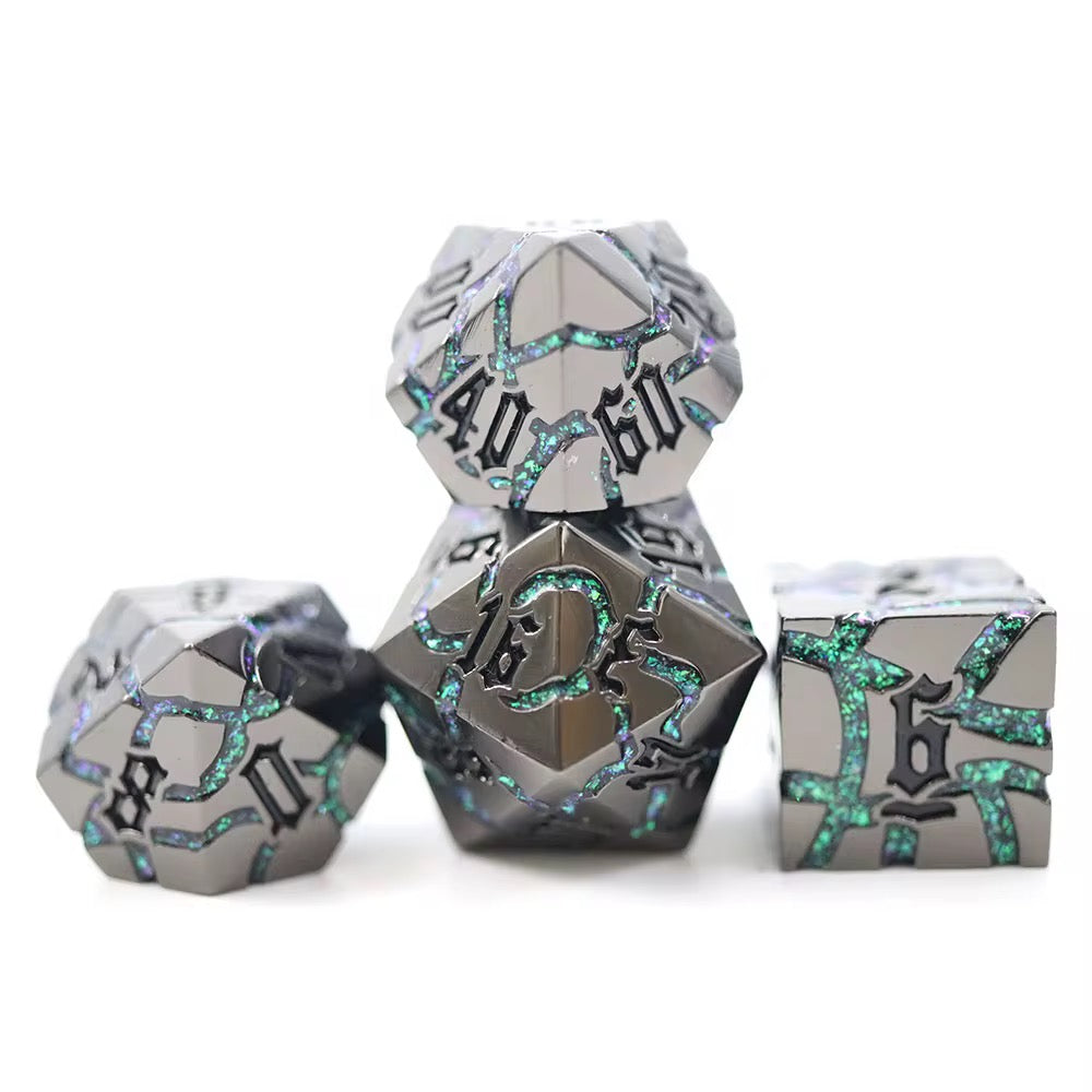 Shattered Obsidian – Metal Dice Set