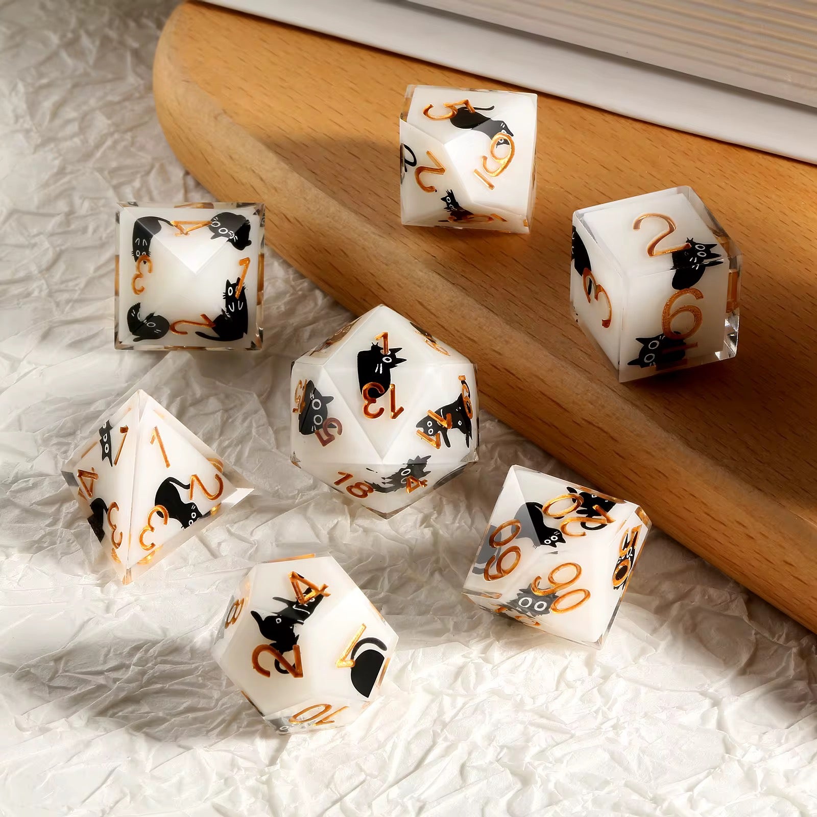 IceForge Dice Canada - Familiar Whiskers – Black Cat Dice Set