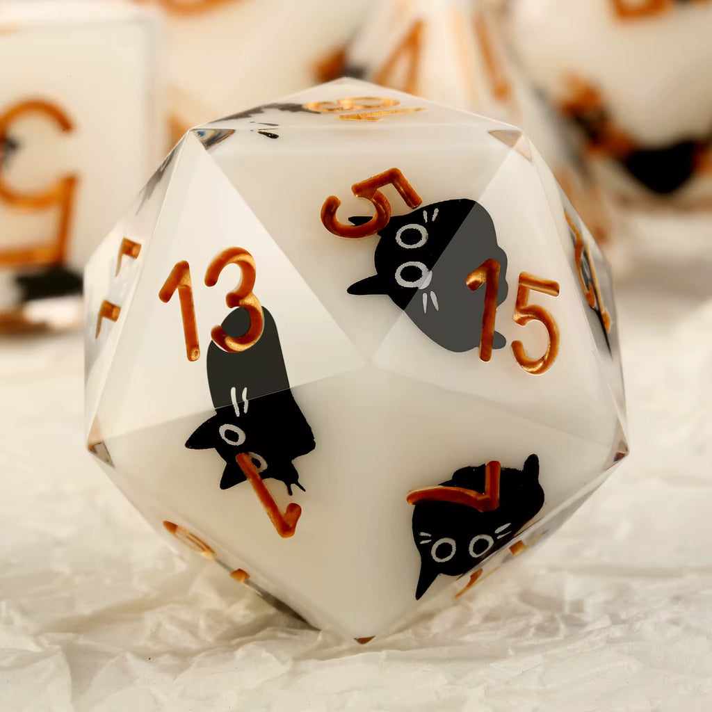 IceForge Dice Canada - Familiar Whiskers – Black Cat Dice Set