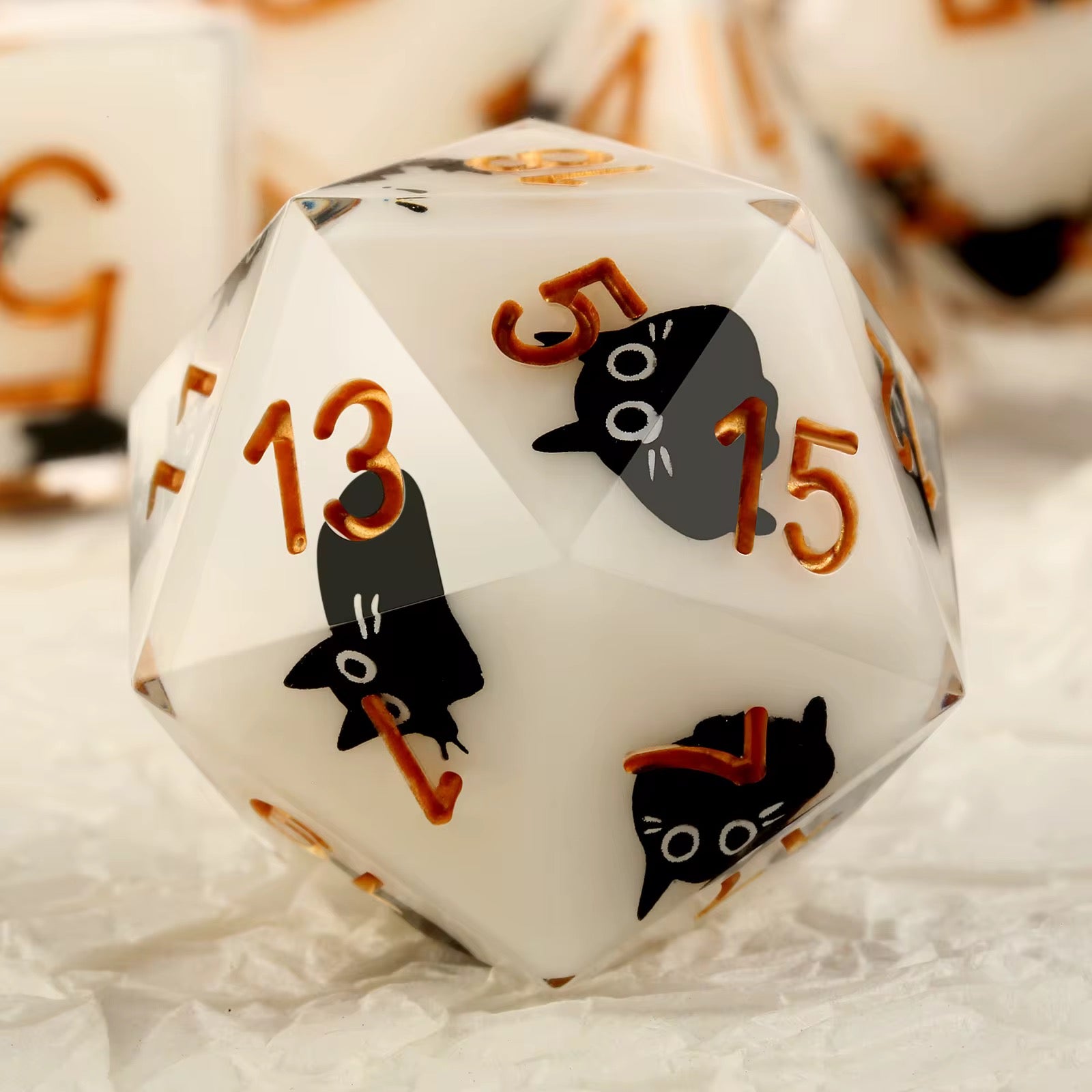 IceForge Dice Canada - Familiar Whiskers – Black Cat Dice Set