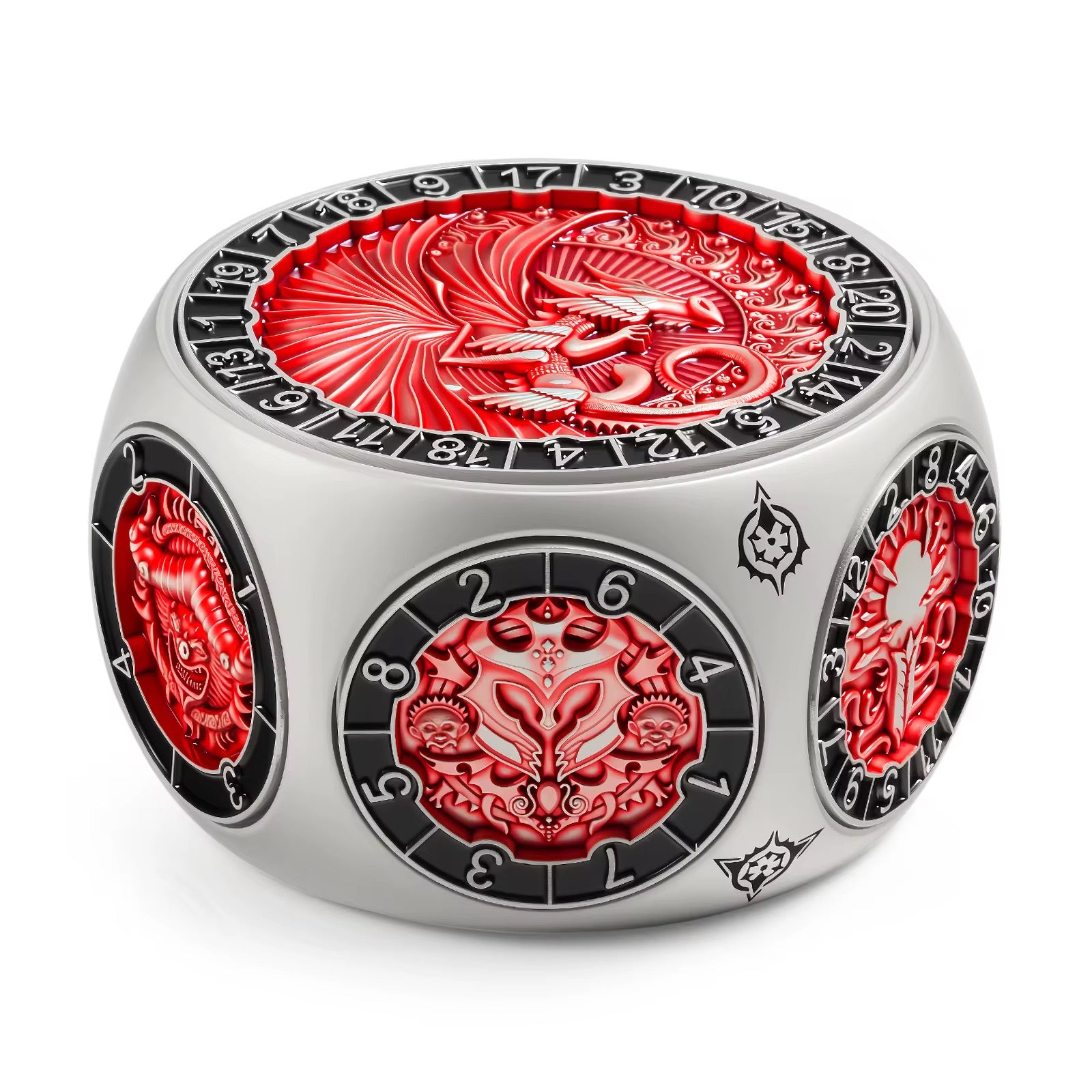 Infernal Titan – Forged Spinner Dice (8-in-1 Dual D20)