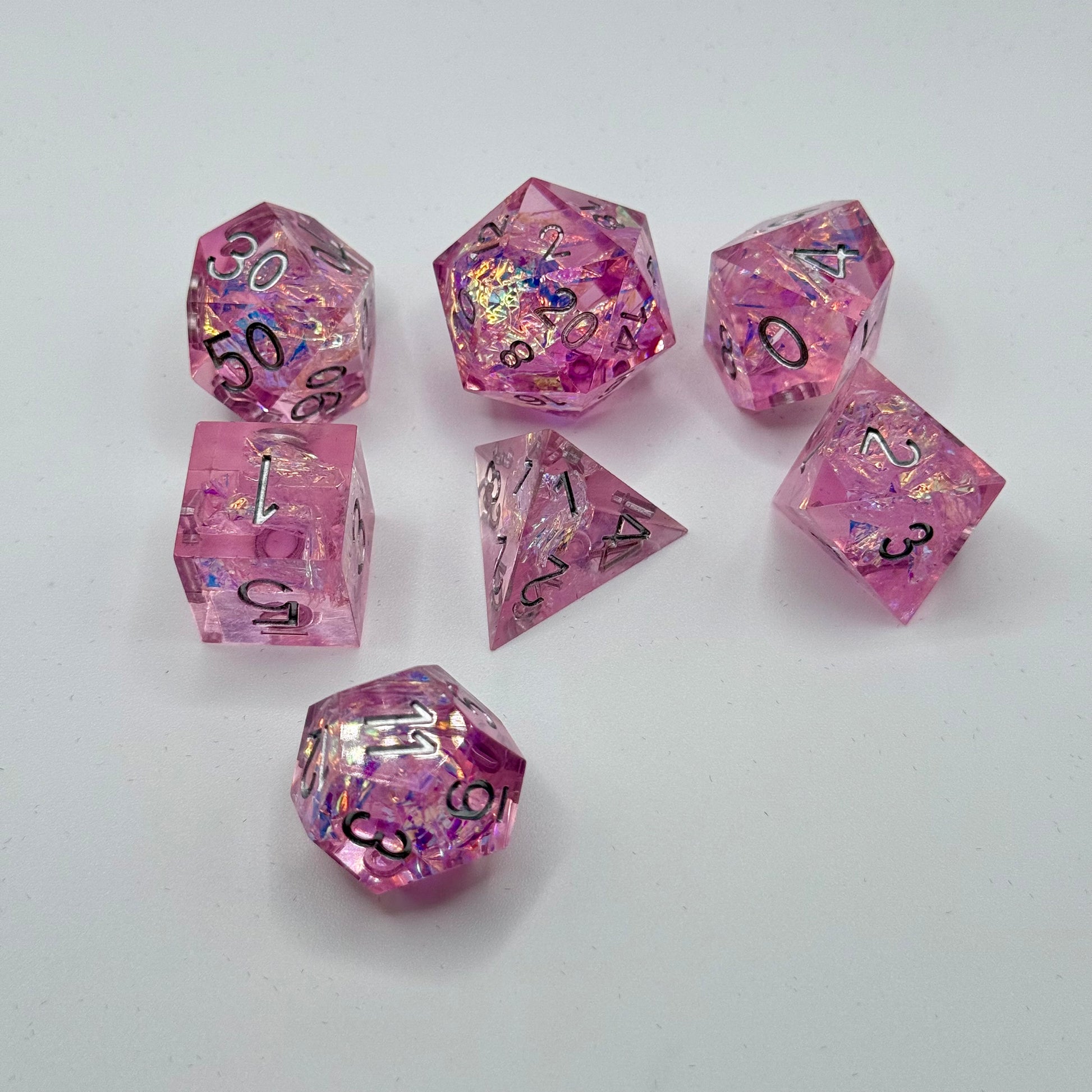 IceForge Dice Canada - Blush Crystal Sharp Edge Dice Set