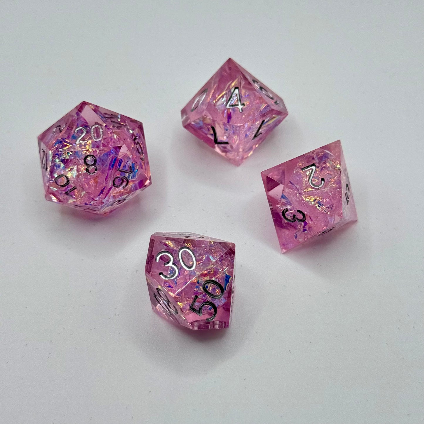 IceForge Dice Canada - Blush Crystal Sharp Edge Dice Set