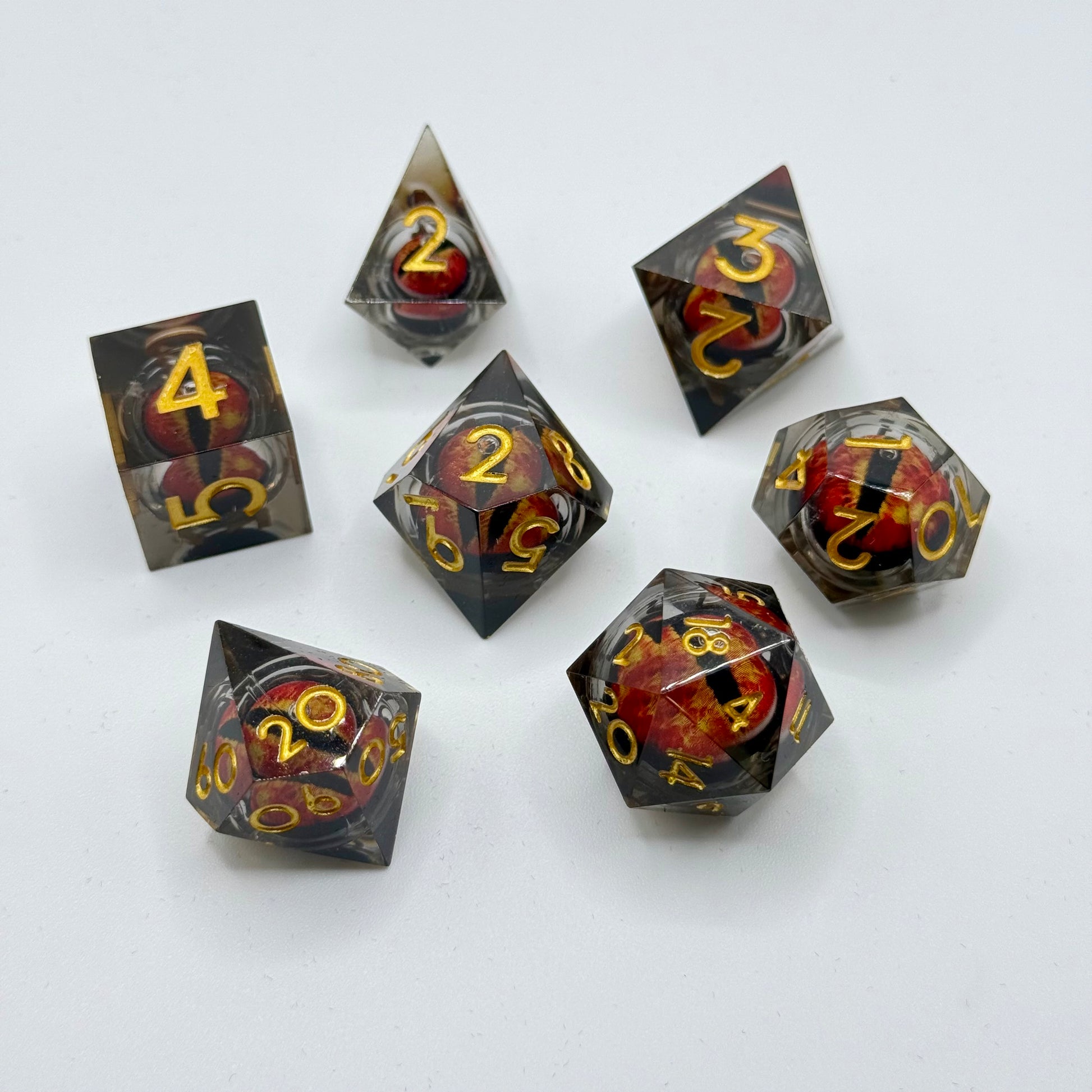 IceForge Dice Canada - Infernal Dragon’s Gaze Liquid Core Dice Set