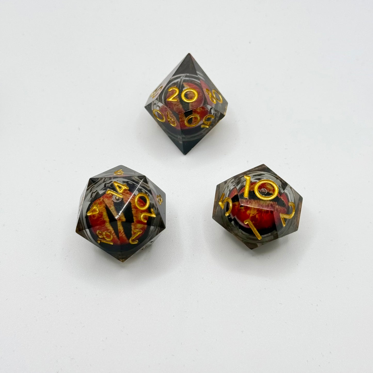 IceForge Dice Canada - Infernal Dragon’s Gaze Liquid Core Dice Set