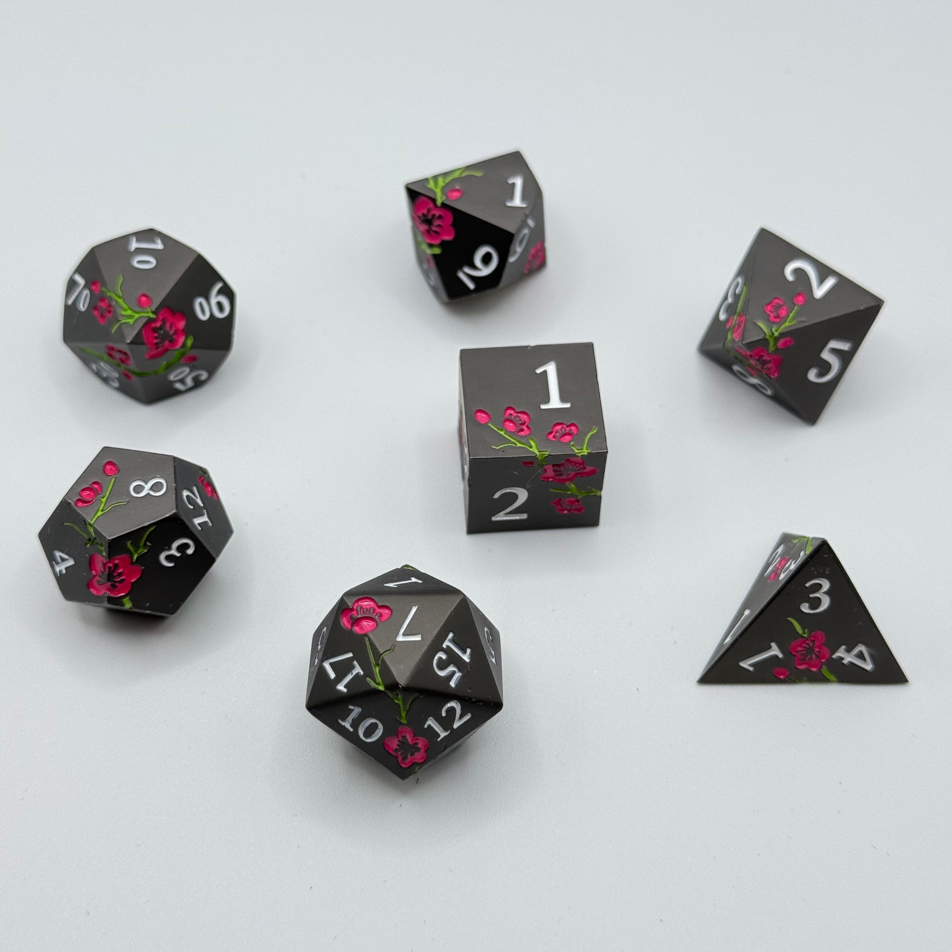 IceForge Dice Canada - Crimson Blossom Metal Dice Set