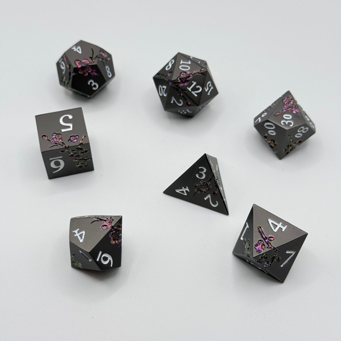 IceForge Dice Canada - Midnight Blossom Metal Dice Set