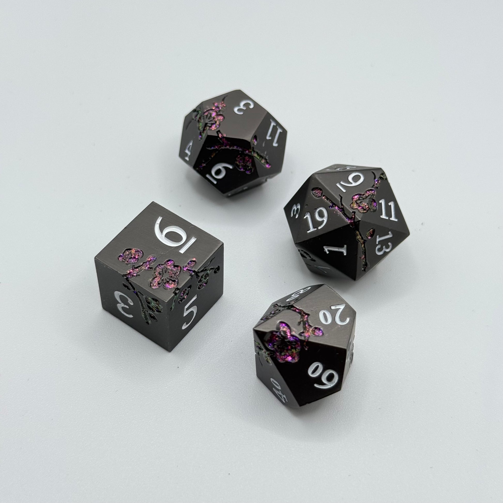 IceForge Dice Canada - Midnight Blossom Metal Dice Set