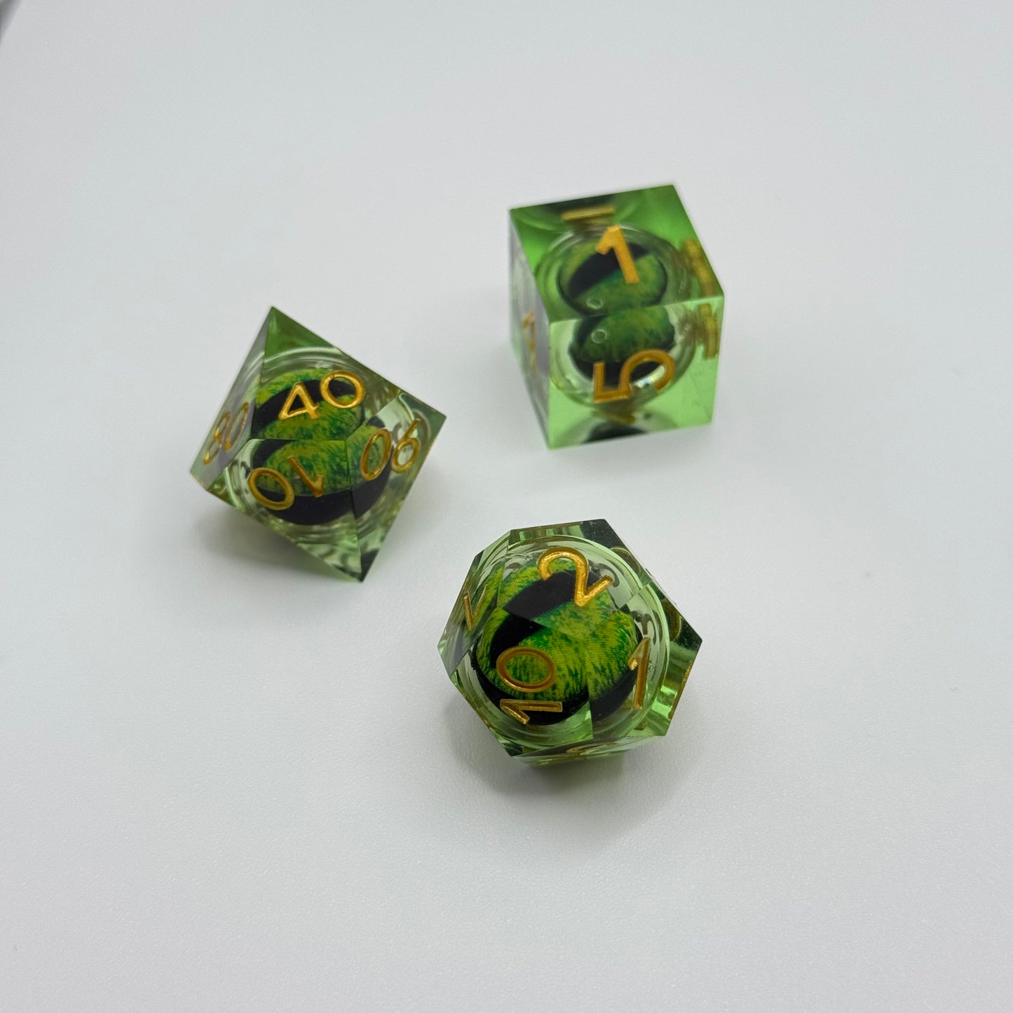 IceForge Dice Canada - Emerald Dragon’s Gaze Liquid Core Dice Set