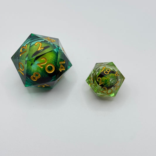 IceForge Dice Canada - Emerald Dragon’s Gaze Jumbo D20 (33mm)