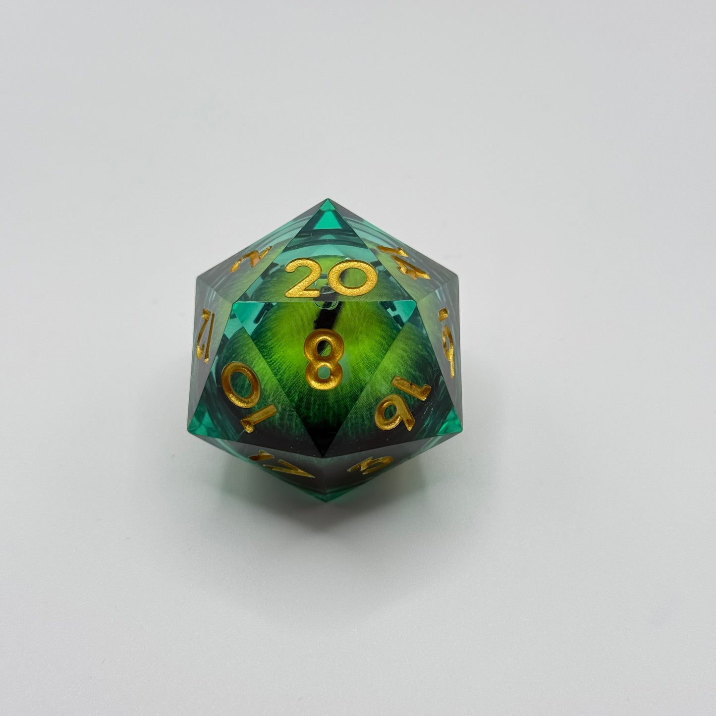 IceForge Dice Canada - Emerald Dragon’s Gaze Jumbo D20 (33mm)