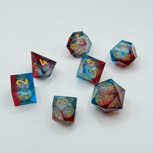 IceForge Dice Canada - Celestial Flame Liquid Core Dice Set