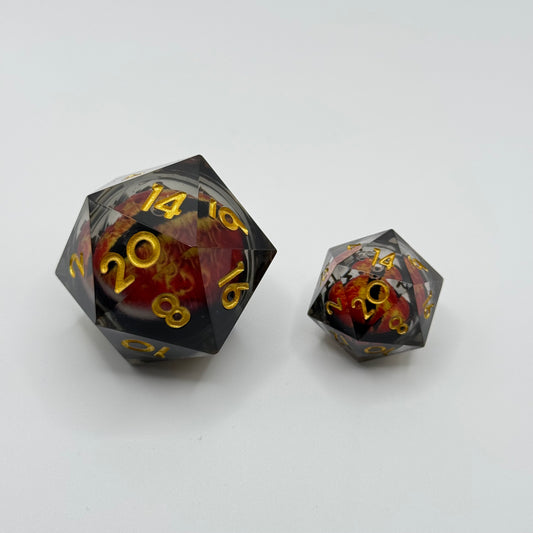 IceForge Dice Canada - Infernal Dragon's Flame Jumbo D20 (33mm)