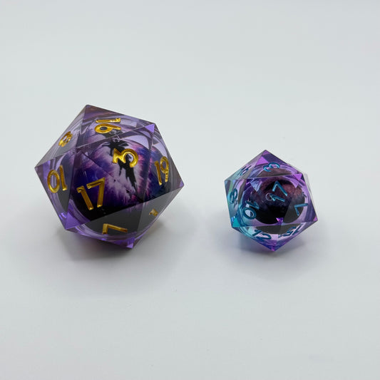 IceForge Dice Canada - Amethyst Dragon’s Gaze Jumbo D20 (33mm)