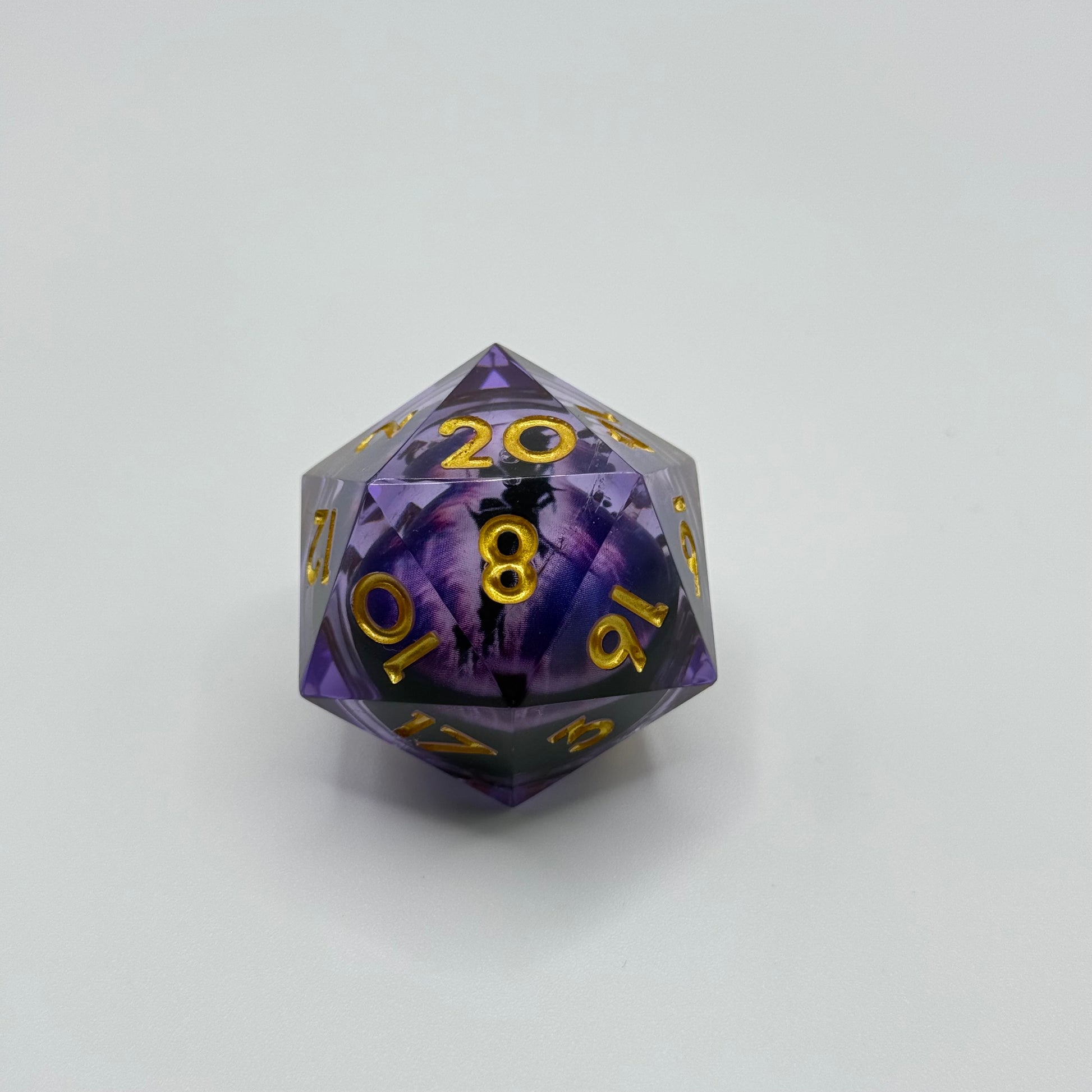 IceForge Dice Canada - Amethyst Dragon’s Gaze Jumbo D20 (33mm)