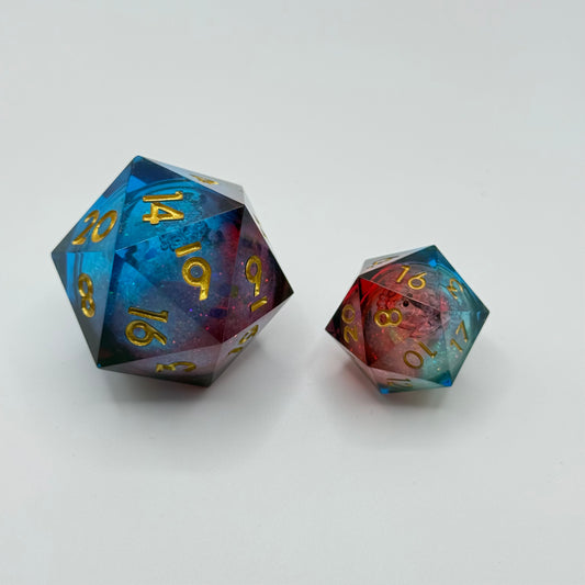 IceForge Dice Canada - Celestial Flame Jumbo D20 (33mm)