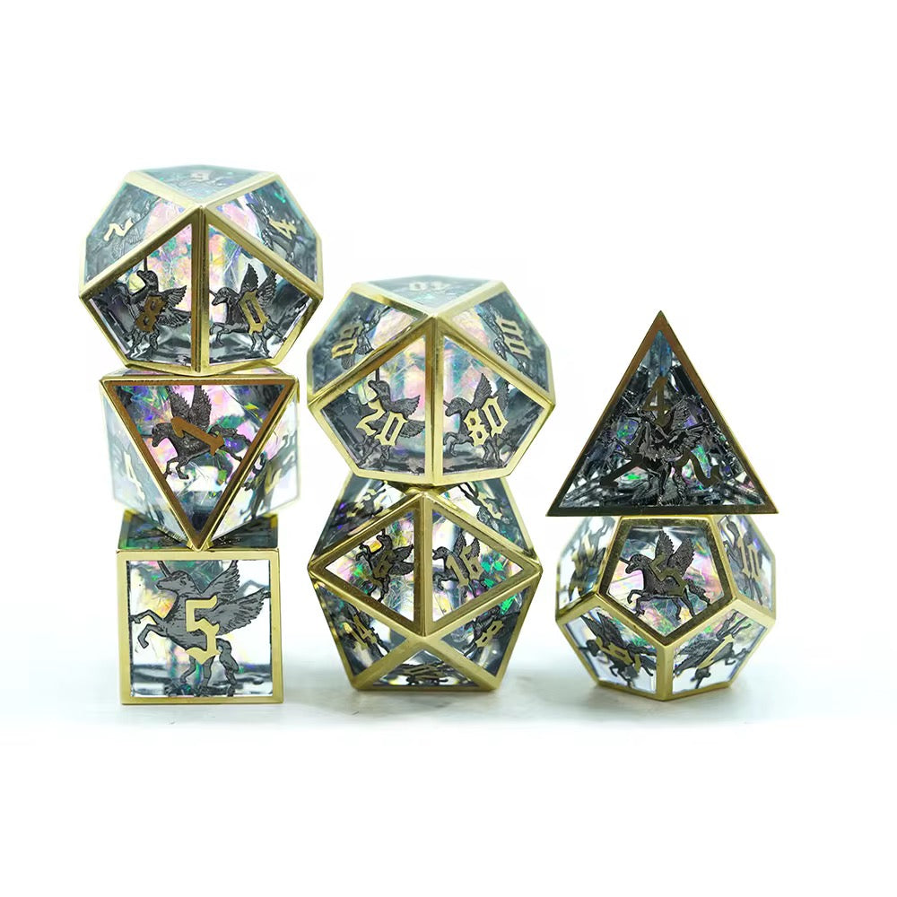 IceForge Dice Canada - Astral Pegasus – Metal-Frame Sharp-Edge Dice Set