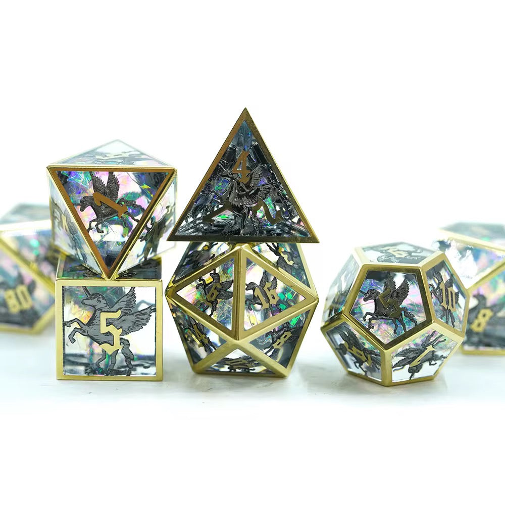 IceForge Dice Canada - Astral Pegasus – Metal-Frame Sharp-Edge Dice Set