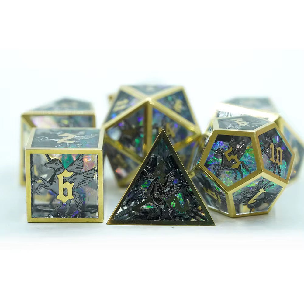 IceForge Dice Canada - Astral Pegasus – Metal-Frame Sharp-Edge Dice Set