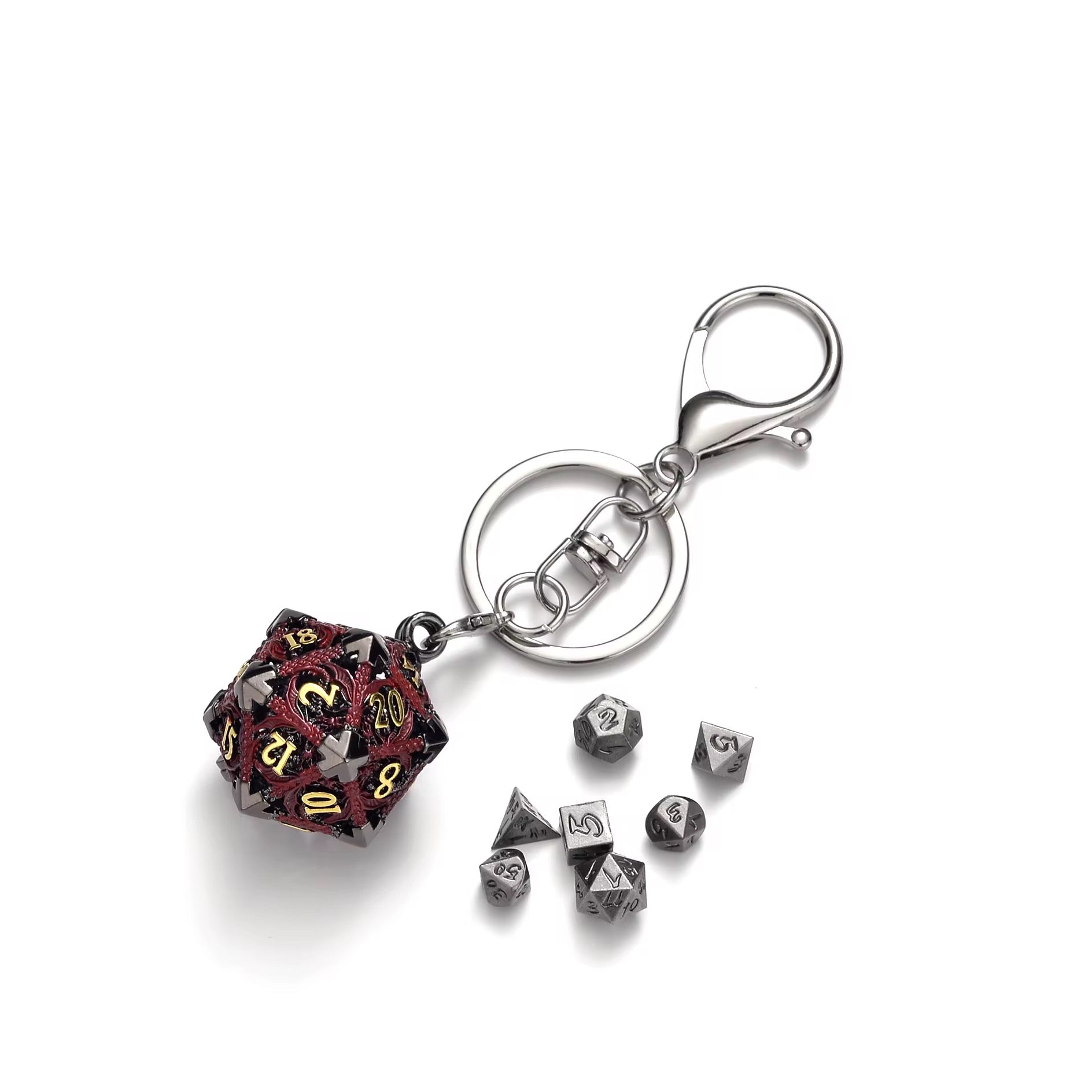 IceForge Dice Canada - Arcane Filigree D20 Keychain & Mini Dice Companion Set